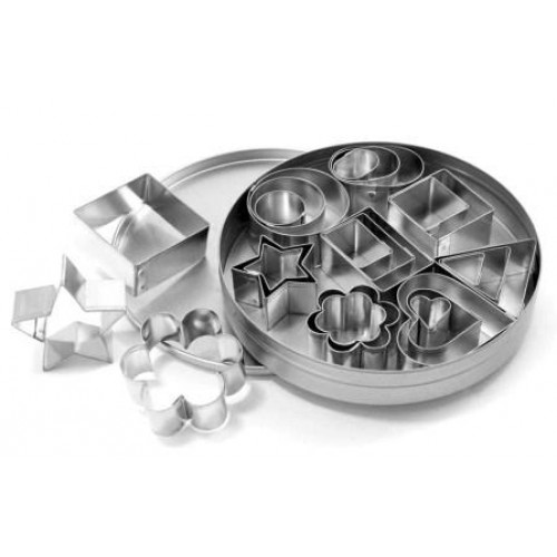 Basic Shape Cookie Cutters Set of 24 LARGE TINPLATE STEEL CUTTER SET