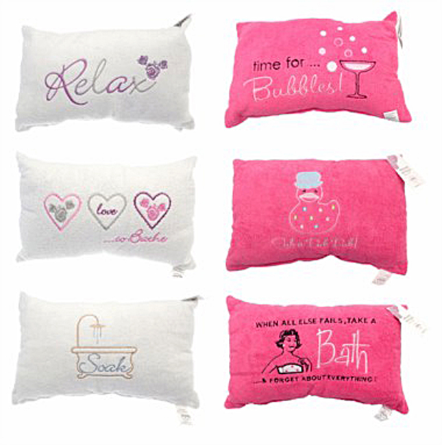 Bath pillow cushion headrest microfibre padded pink white