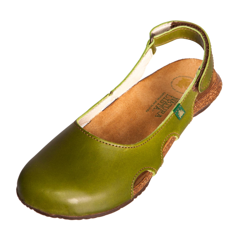 ... N433 Womens Ladies Green Leather Flat Slingback Sandal | eBay