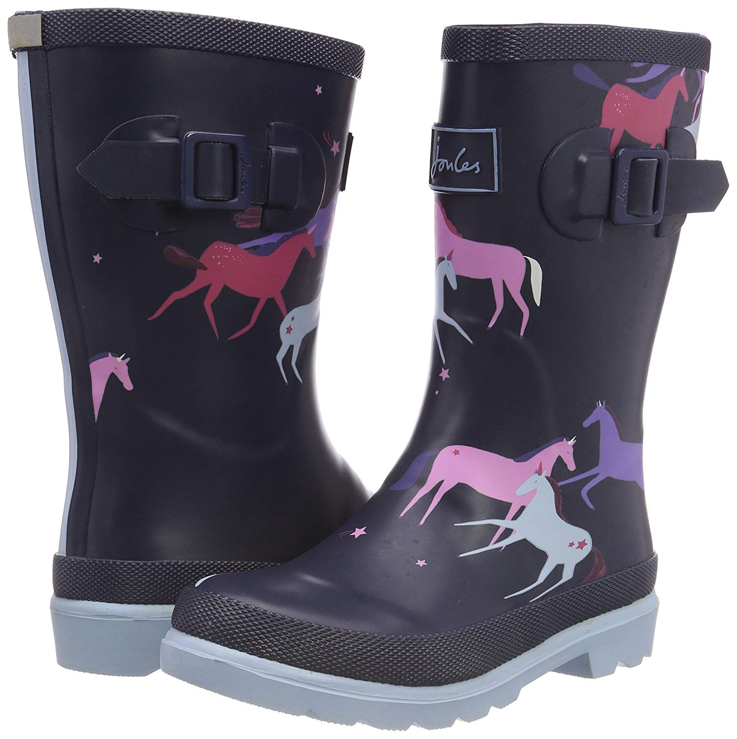 Joules Junior Ragazze stampato Stivali di Gomma-Navy Unicorno Magico