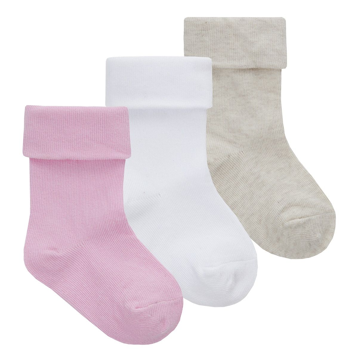 Baby Girl Boy SOCKS Pack of 3 Short Turn Over Ankle Bright