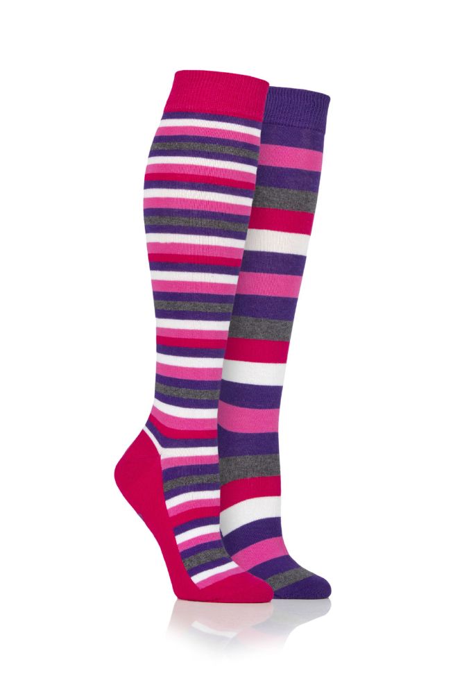 StormBloc Equestrian Stripe Socks (2 Pack) - Raspberry/Purple